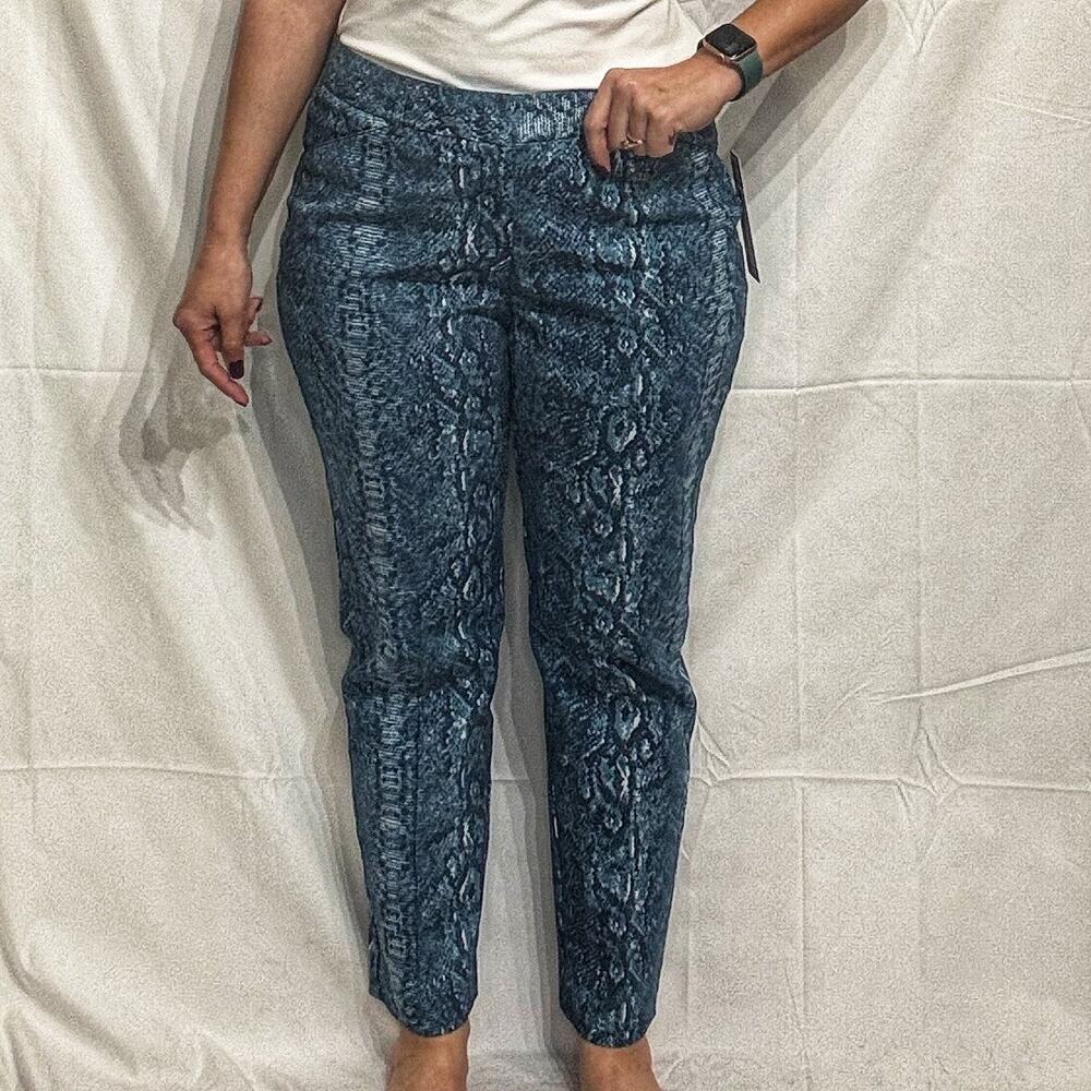 Larry Levine Navy Grey Ankle Slim Leg Pants Sz 10 NWT